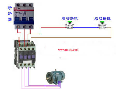 交流接触器实物接线图及常用各种组合电器接线