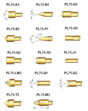 探针PL75-J  直上圆头 顶针直径为1.02mm 探针总长为33.