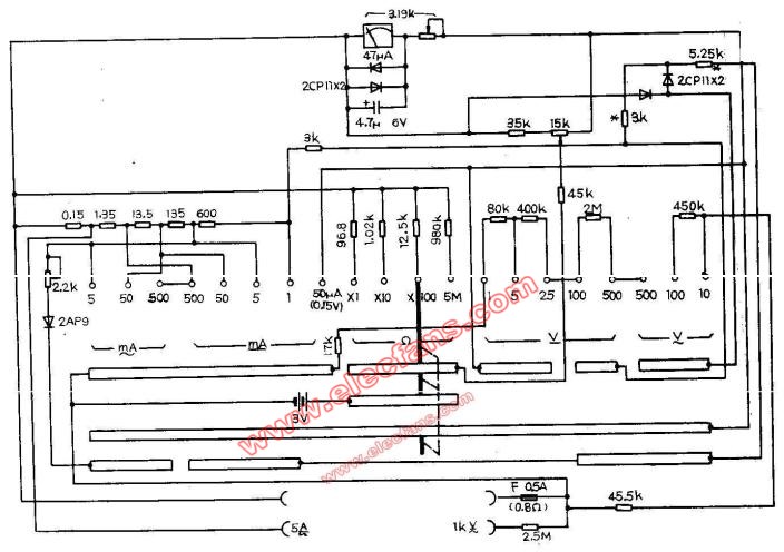 mf77型万用表电路图