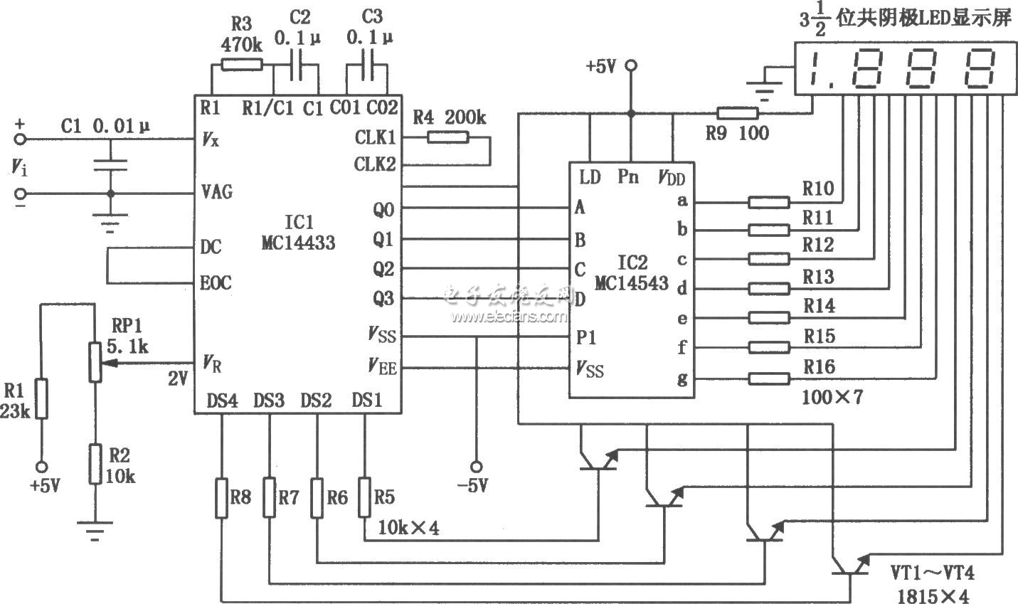基于mmc14433mmc14543的数字式直流毫伏表电路