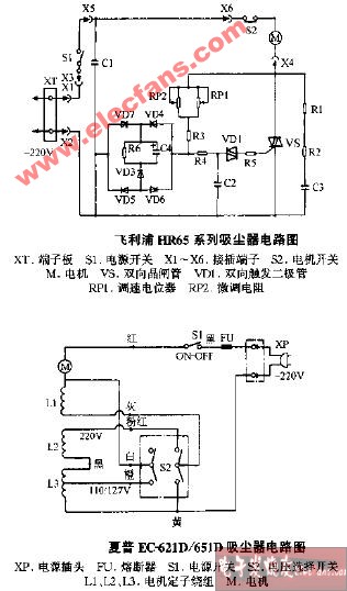 飞利浦hr65系列吸尘器电路图