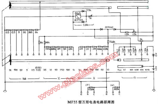 mf55型万用表电路图