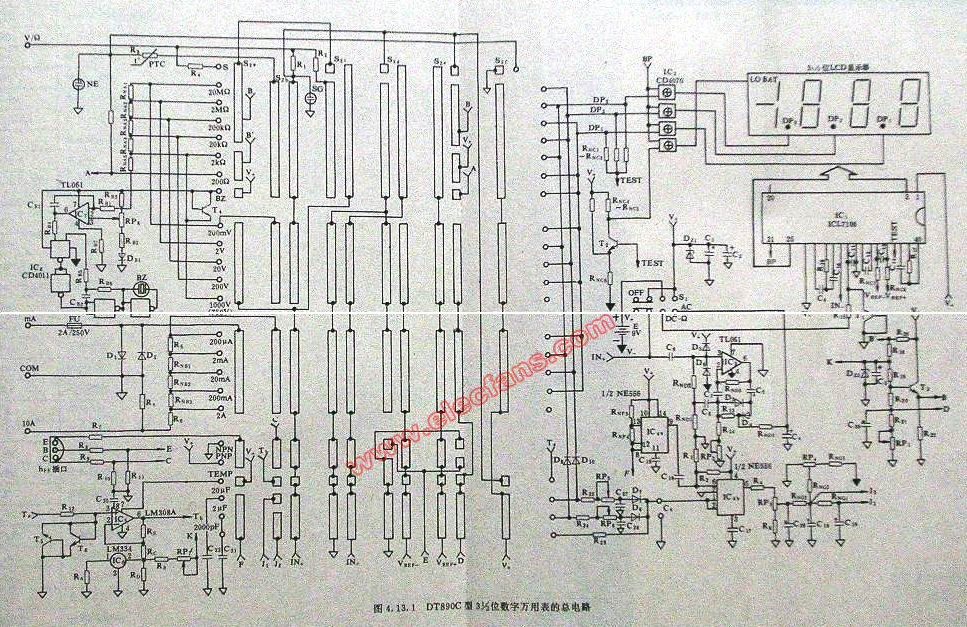 dt890c型万用表电路图