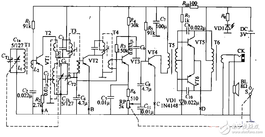超外差收音机电路图大全(五款超外差收音机电路设计原理图详解) - 调