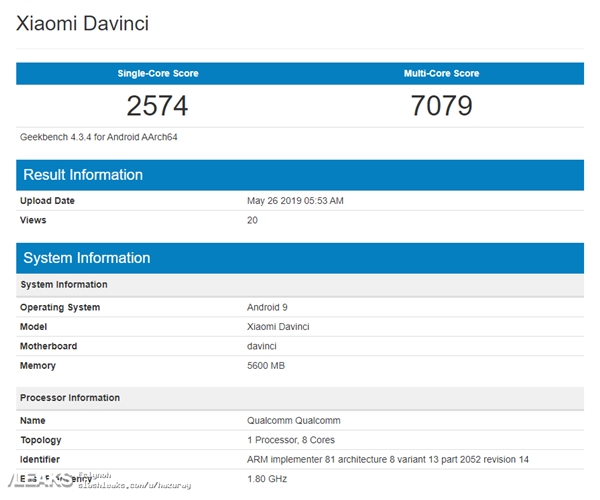 红米K20现身GeekBench：搭载高通骁龙730 明天发