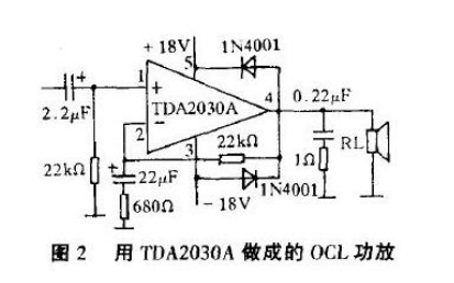 tda2030應(yīng)用電路四：OCL形式功放.png
