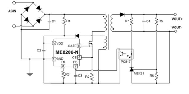 开关电源控制芯片ME8200-N应用方案介绍 开关电源控制芯片ME8200-N应用方案介绍