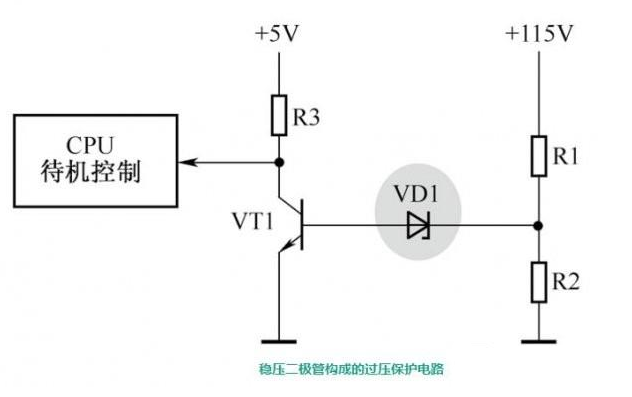 稳压二极管构成的过电压保护电路 稳压二极管构成的过电压保护电路