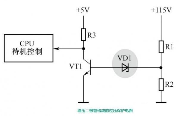 稳压二极管构成的过电压保护电路