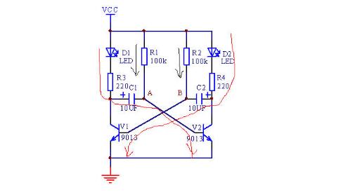 多谐振荡器双闪灯电路设计与制作