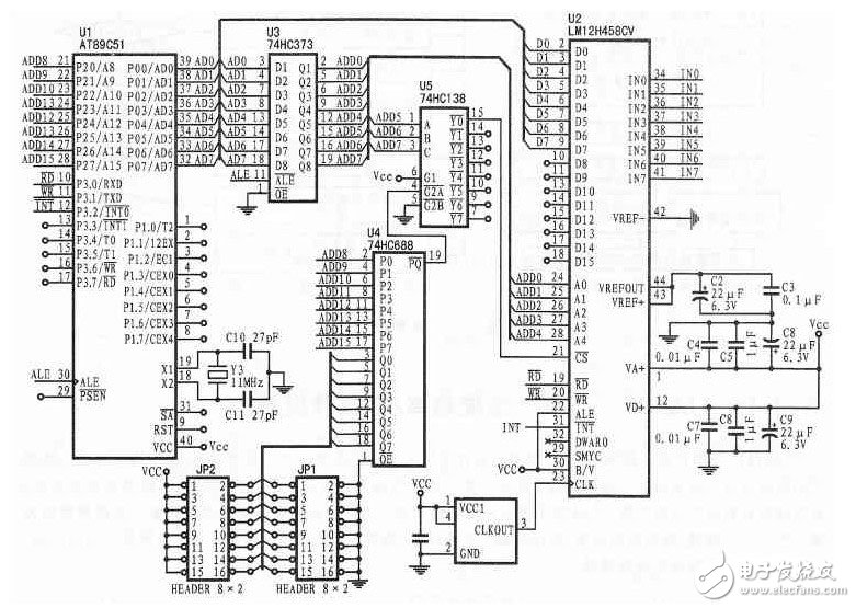 数据采集LM12H458与80C51接口电路 —电路图天天读（153）