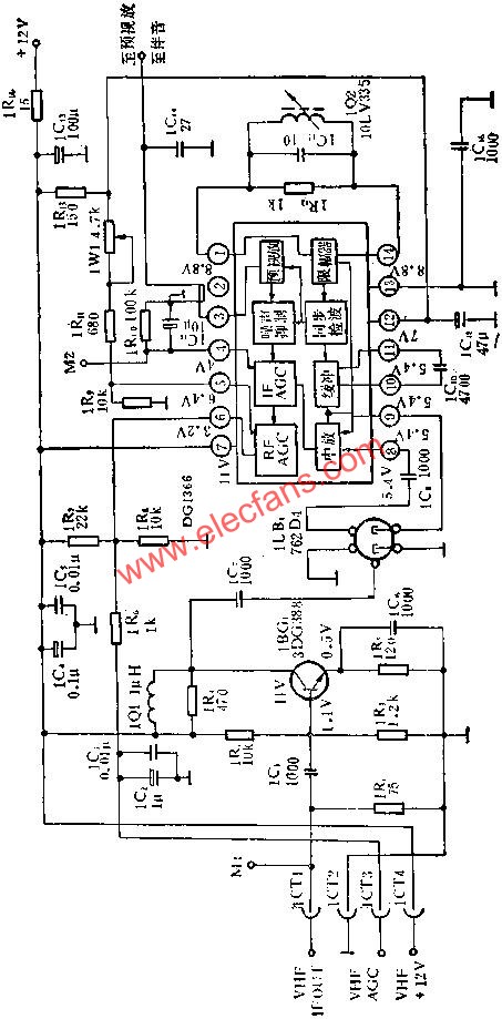 DC1366图象中放集成电路的应用电路图  www、elecfans、com