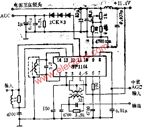 SF1144图象中放电路的应用电路图  www、elecfans、com