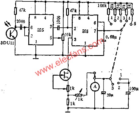 时基集成电路组成光电转速度电路图 www、elecfans、com