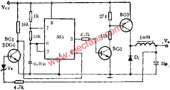 时基集成电路组成有感滤波开关式电源电路图  www、elecfans、com