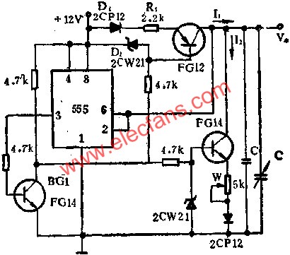 时基集成电路组成多种波形发生器电路图  www、elecfans、com