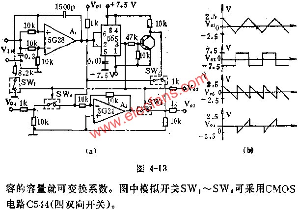 时基集成电路组成多种波形发生器电路图  www、elecfans、com