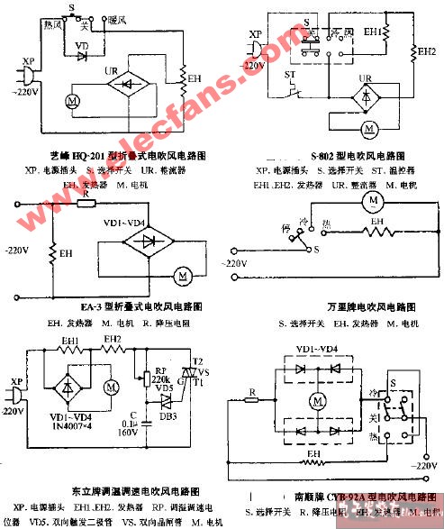 吹风机双开关接法图解图片