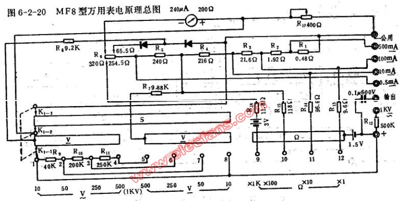 mf8型萬用表電路圖