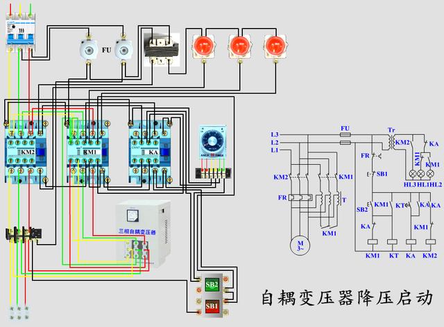 3个降压启动电路图讲解二个星三角一个手动一个自动