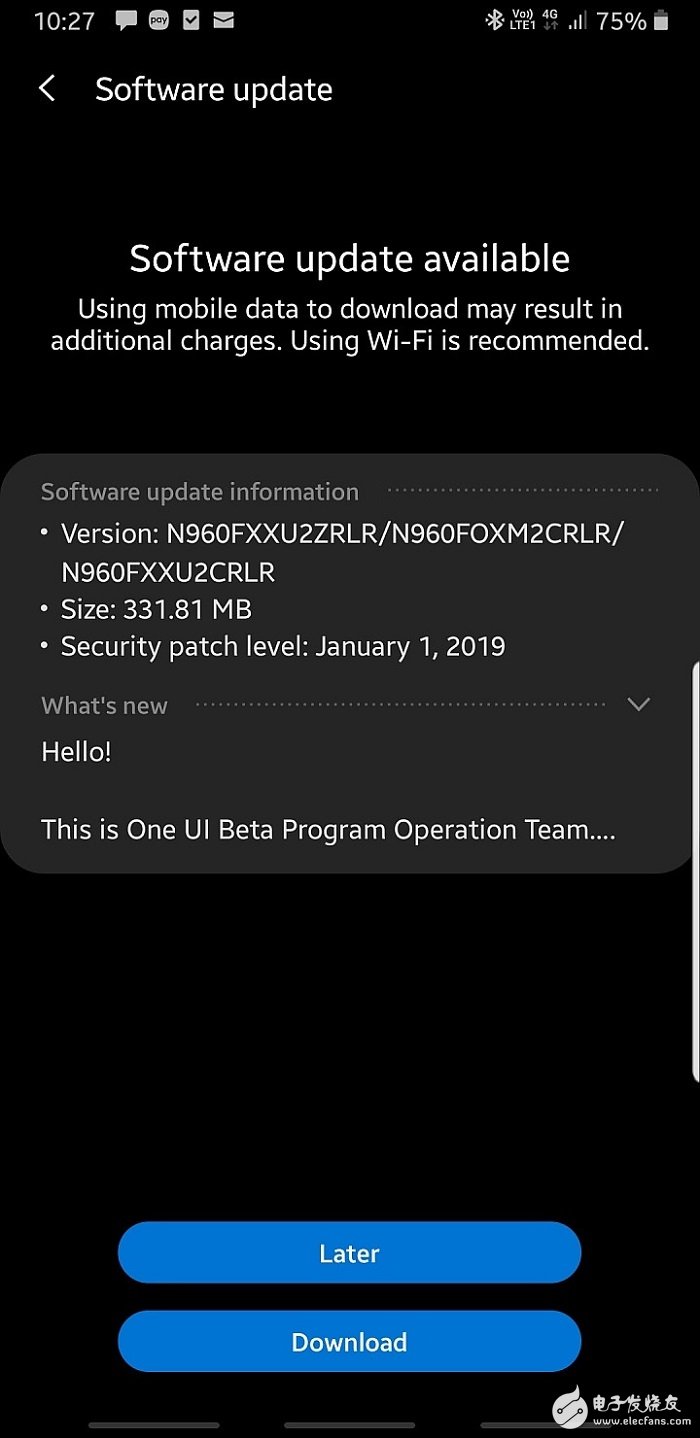 三星Galaxy Note9将迎来One UI的测试版更新