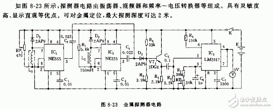 555金属探测器电路图大全（五款555金属探测器电路原理图详解）