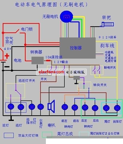 四轮电动车喇叭接线图图片