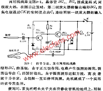 信号寻迹、发生两用机电路图  www。elecfans。com