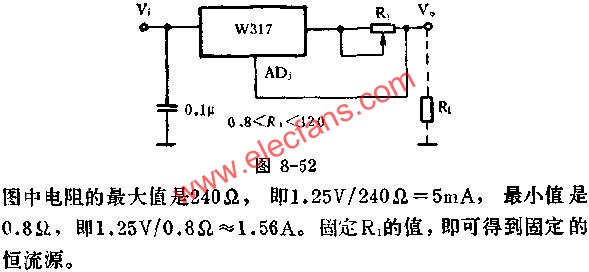 用W317组成的恒流源应用线路图  www、elecfans、com