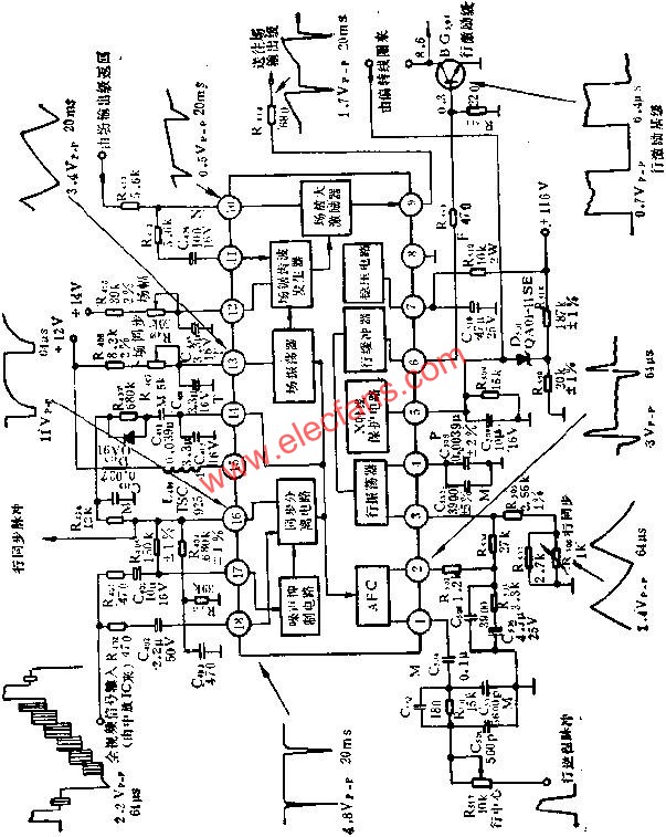 DG5435行场扫描电路的应用电路图  www、elecfans、com
