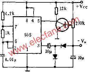 时基集成电路组成无变压器负DC-DC变换电路图  www、elecfans、com