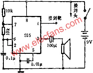 时基集成电路组成击剑游戏电路图  www、elecfans、com