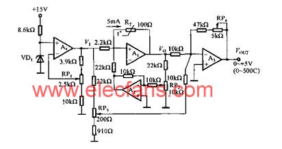 传感器采用铂电阻的温度测量电路 http://www、elecfans、com