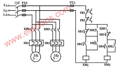 两台电动机的顺序控制线路 http://www、elecfans、com
