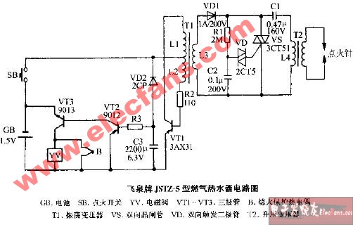 飛泉牌jstz-5型燃氣熱水器電路圖-華強資訊-華強電子網