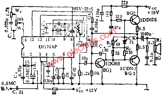 d7176ap伴音電路的應用電路圖 www,elecfans,com