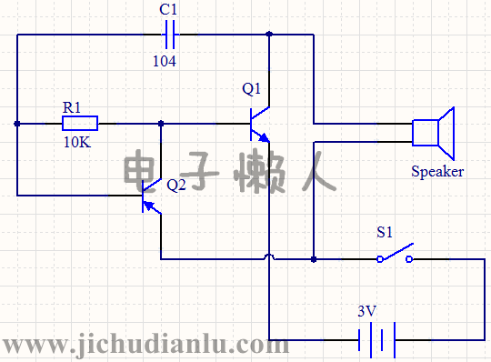 互補型自激多諧音頻振盪器的效果圖演示基礎硬件電路圖講解