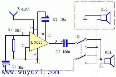 用LM386制作半双工对讲机电路图