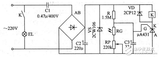 光敏电阻光控灯电路图大全（太阳能/晶闸管/光控开关）