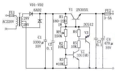 3～25V与10安3～15V电压可调稳压电路图详解