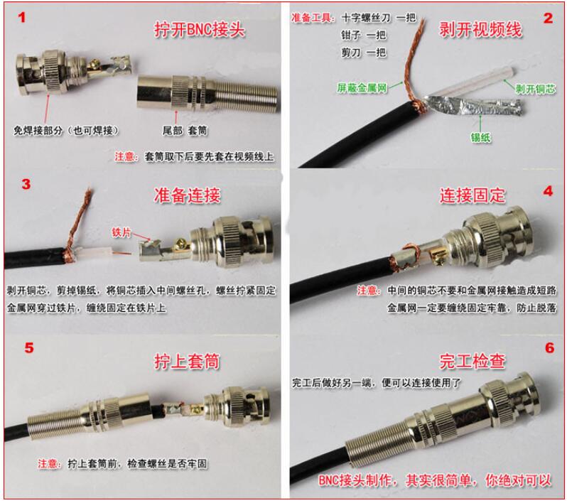 最后再来看看bnc接头接法步骤图解