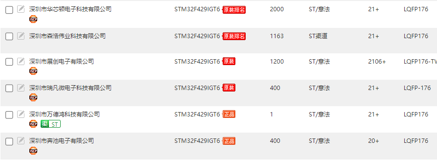 STM32F429IGT6原装正品商家