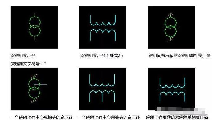 各种变压器的图形符号